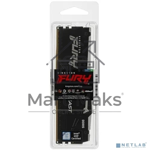 Оперативная память Kingston Fury Beast, DDR5, 16GB (1x16GB), 5200MHz, CL40, DIMM, с радиаторами, RGB, черный