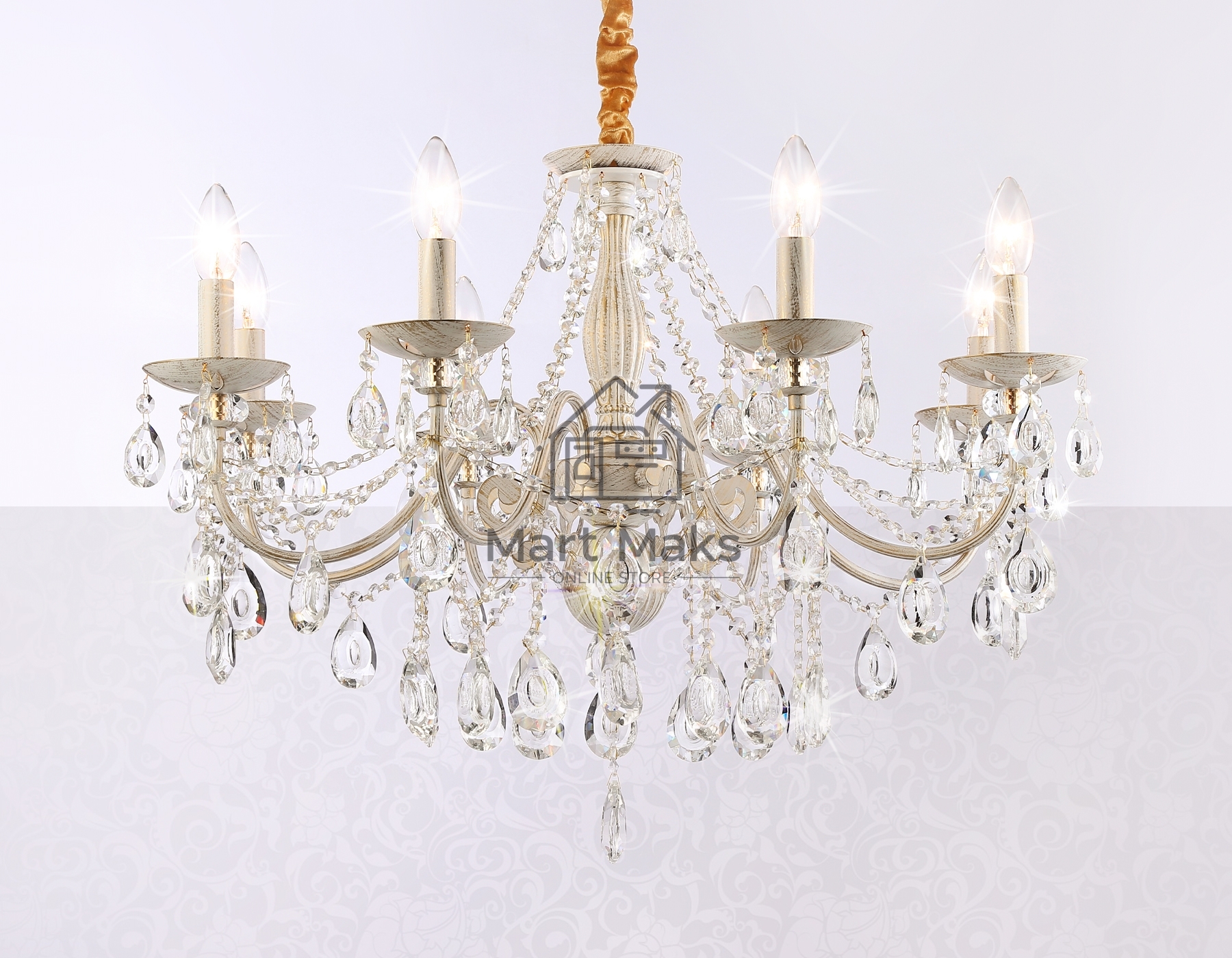 Светильник Ambrella light TR4945/8 WH/GD/CL белый/золото/прозрачный E14/8 max 40W D715*555