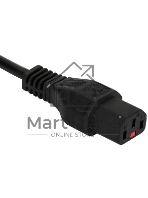 Шнур питания с блокировкой C13-Schuko прямая, 3х0.75, 220В, 10А, черный, 1.8 метра