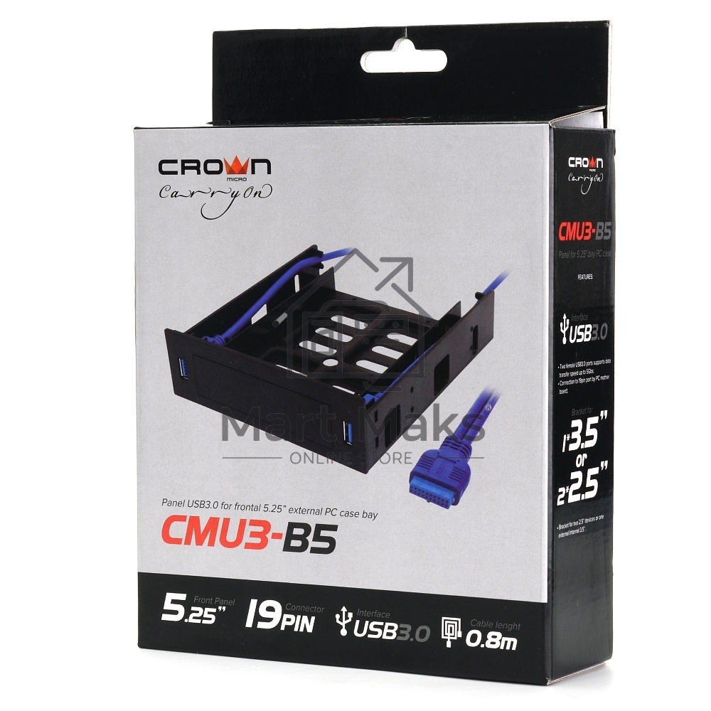 Панель с двумя портами USB 3.0 в слот 5.25 компьютерного корпуса и слот 1*3.5/2*2.5 CMU3-B5