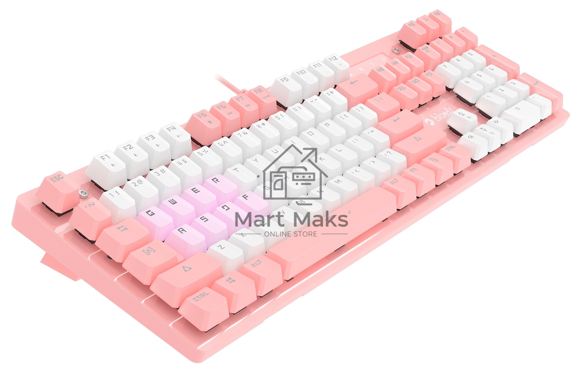 Клавиатура A4Tech Bloody B800 Dual Color проводная USB розовый/белый