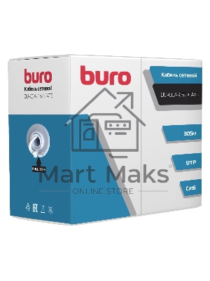 Кабель сетевой Buro BU-CCA-052-CAT6 UTP 4 пары cat6 solid 0.52мм 305м серый