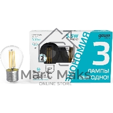 Лампа светодиодная Gauss Basic 1051226T 5.5Вт цок.: E27 шар 240B 4100K св. свеч. белый. ней. (упак.: 3 шт) Лампа светодиодная Gauss Basic 1051226T 5.5Вт цок.: E27 шар 240B 4100K св. свеч. белый. ней. (упак.: 3 шт)