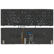 Клавиатура для ноутбука Lenovo IdeaPad Y580 черная с черной рамкой с подсветкой
