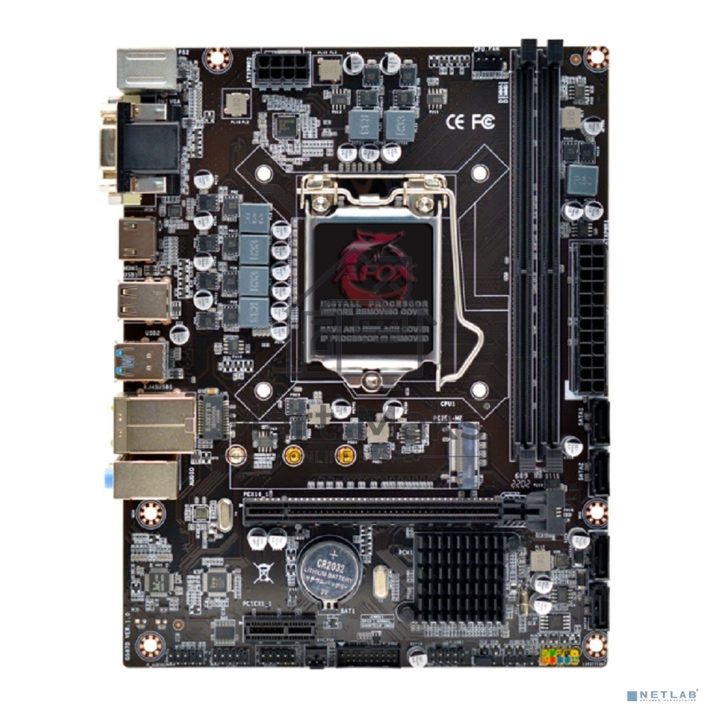 Материнская плата AFOX IH510D4-MA6-V2, LGA 1200, Intel H510, 2xDDR4, 3xSATA, 1xM.2, 1xPCI-E 4.0 x16, 1xPCI-E x1, 1xVGA, 1xHDMI, 1x 1Gb LAN, 2xUSB 2.0, 2xUSB 3.0, 2xPS/2, 6.1, mATX