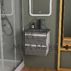 Тумба под раковину Bau Stil Loft grey brushed, раковина кварцевая BAU Stil 40, серый металлик