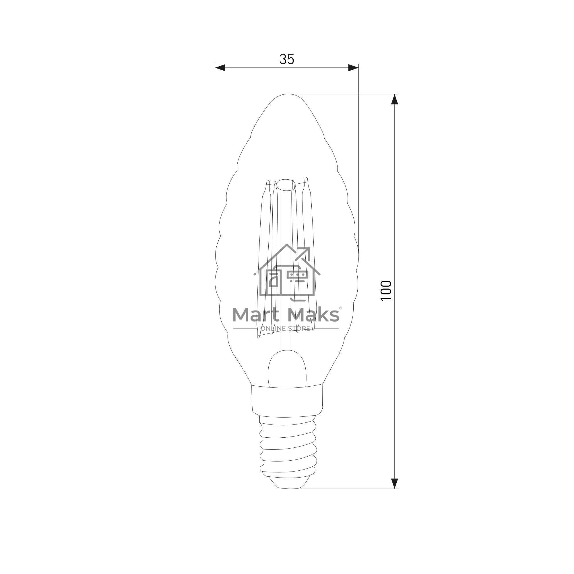 BLE1414 / Светодиодная лампа Свеча витая F 7W 4200K E14 прозрачный