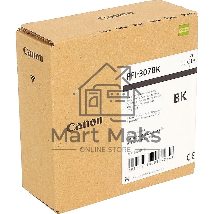 Картридж струйный Canon PFI-307 BK черный (330 мл) для Canon imagePROGRAF iPF830, iPF840, iPF850