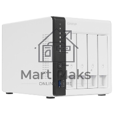 Сетевое хранилище SMB QNAP TS-433-4G NAS 4 HDD trays. ARM 4-core Cortex-A55 2.0GHz, ram 4 Gb (max), 1x1GbE, 1x2.5GbE, 2xUSB 2.0 port,1xUSB 3.2 Gen 1