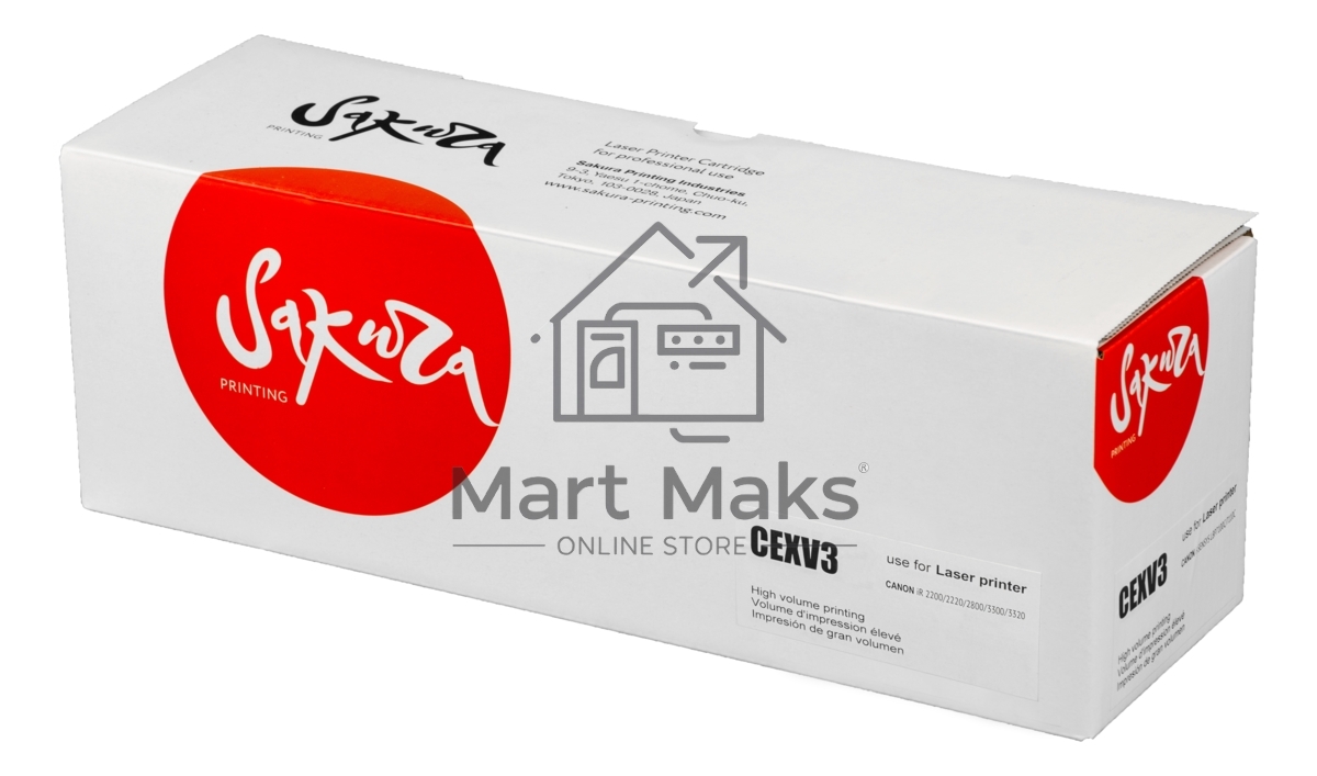 Тонер-туба Sakura CEXV3 для Canon iR-2200/2200i/2800/3300/3300i/3320, черный, 15 000 к.