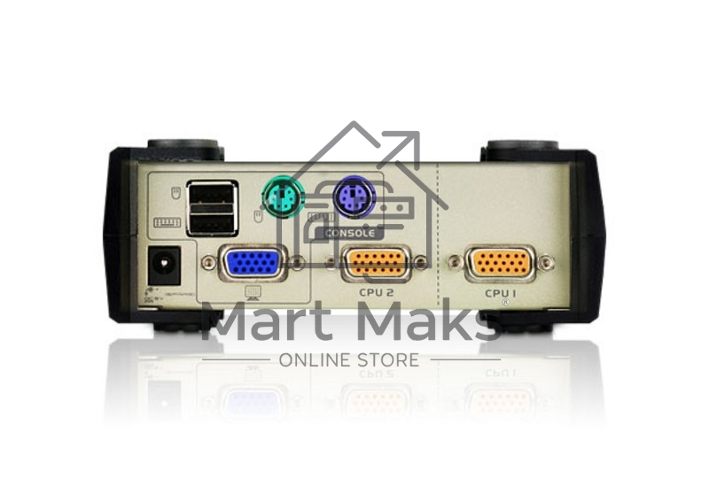 Переключатель ATEN KVM Switch CS82U-AT KVM-переключатель, VGA/SVGA+KBD+MOUSE, 1> 2 блока/порта/port PS2/USB, с KVM-шнурами PS2/USB 2х1.2м