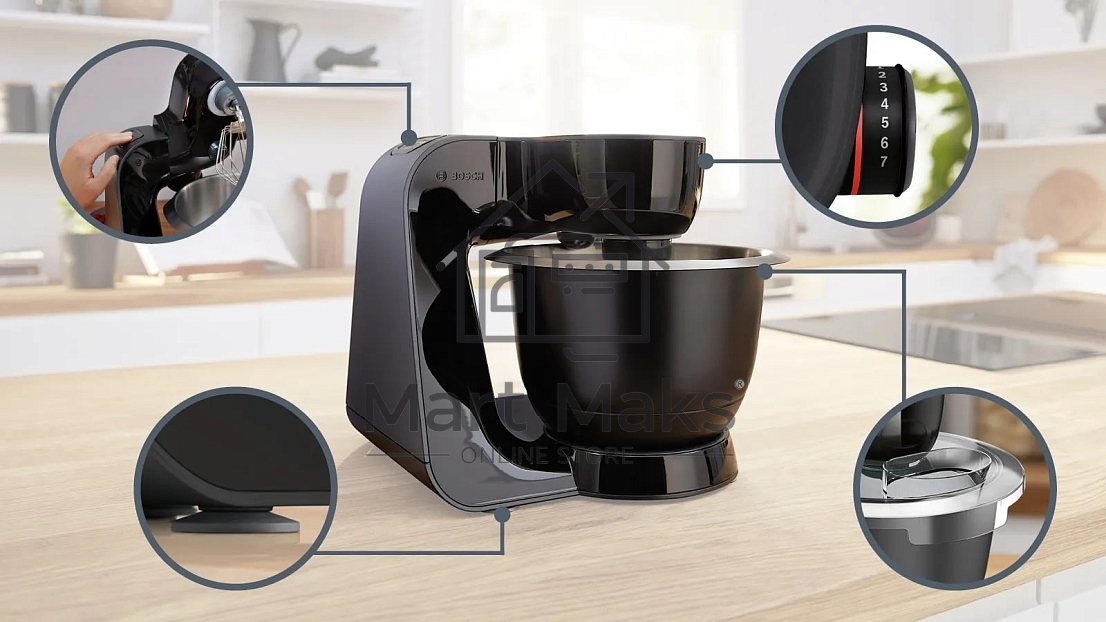 Кухонный комбайн Bosch 1000 Вт, черный
