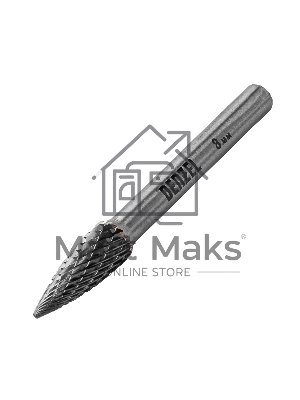 Борфреза по металлу твердосплавная, параболическая заостренная, тип-G, 8 мм Denzel