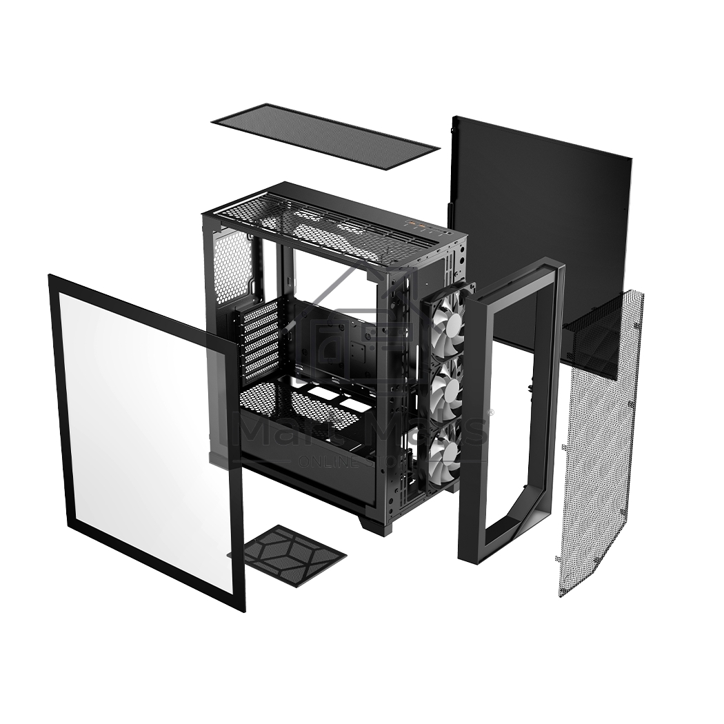Компьютерный корпус без блока питания PCCooler C3D510 BK, Mesh Mid Tower, черный, TG, 0.7 SPCC, no fans E-ATX, ATX, mATX, mITX 170/390/205mm 2x2.5