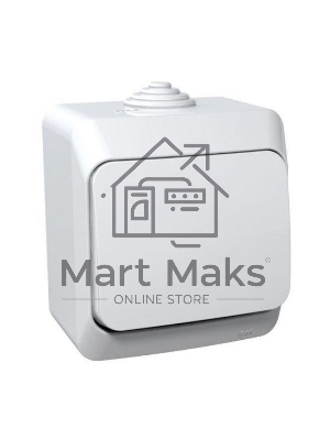 Выключатель 10 АХ, БЕЛЫЙ, Россия ЭТЮД IP44 О/У 1-клавишный