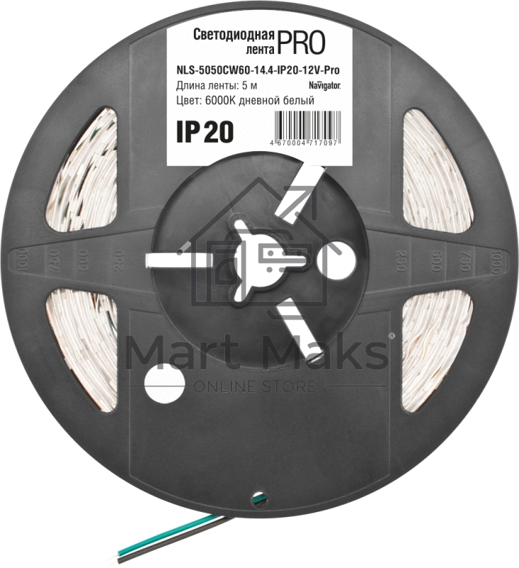 Лента светодиодная 71 709 NLS-5050CW60-14.4-IP20-12V-Pro R5 14.4Вт/м (уп.5м) Navigator 71709