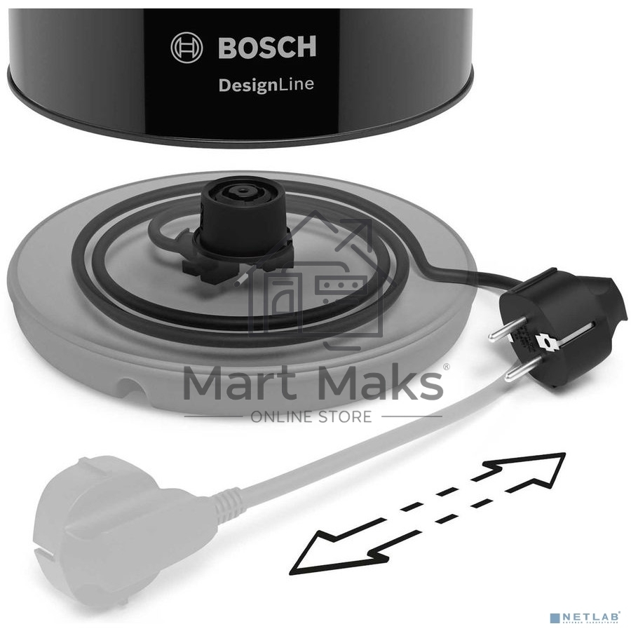 Чайник электрический Bosch TWK3P423 1.7л. 2400Вт черный (корпус: нержавеющая сталь)