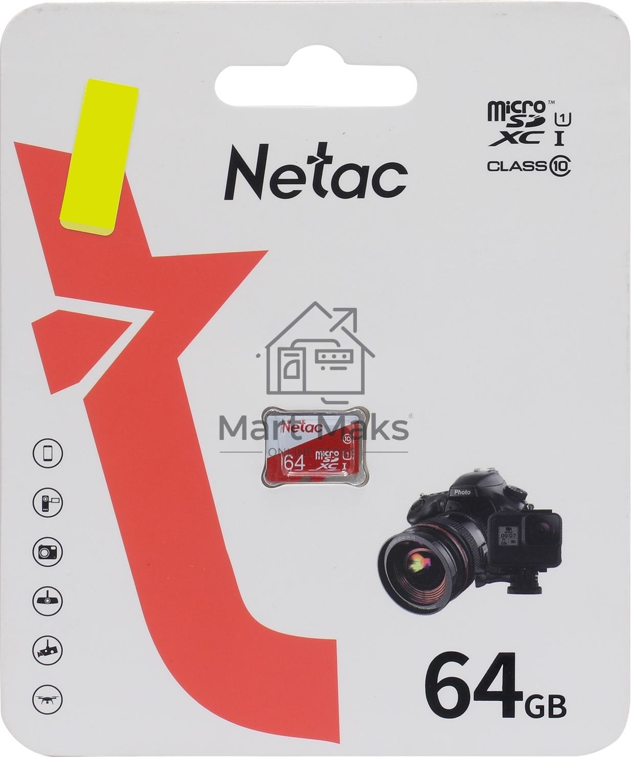 Карта памяти Netac P500 ECO 64GB MicroSDXC U1/C10 up to 80MB/s, retail pack card only