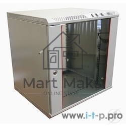 Шкаф настенный ЦМО ШРН-Э-9.650 9U 600x650мм пер.дв.стекл несъемные бок.пан. серый