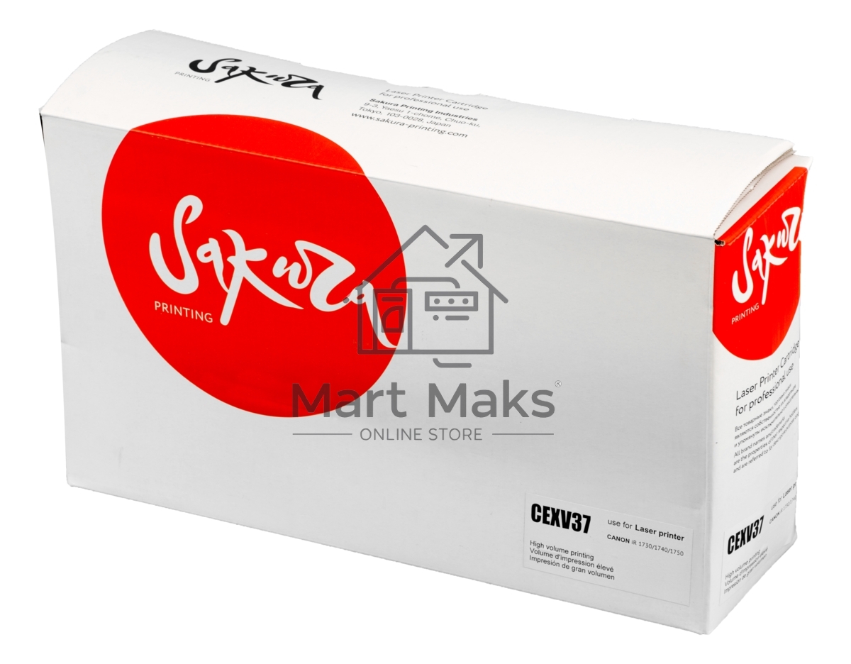 Тонер-туба Sakura CEXV37 для Canon iR-1730/1740/1750, черный, 15 100 к.