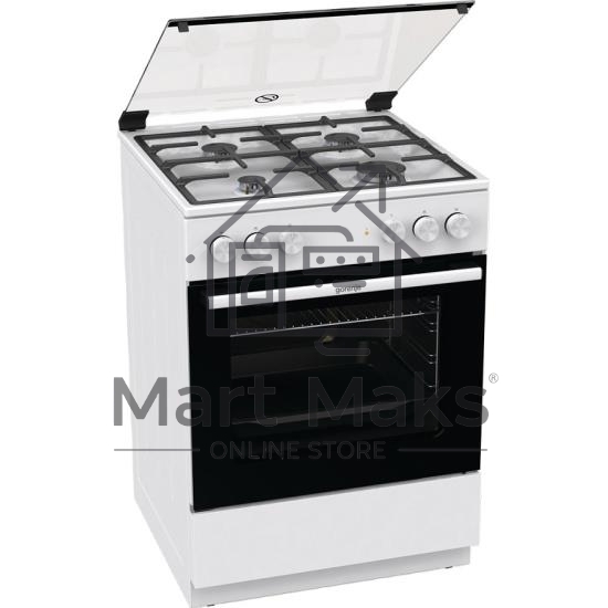 Плита комбинированная Gorenje GK6A20WF белый, конфорок 4 газовых, духовка 65 л, 60 см x 85 см x 60 см