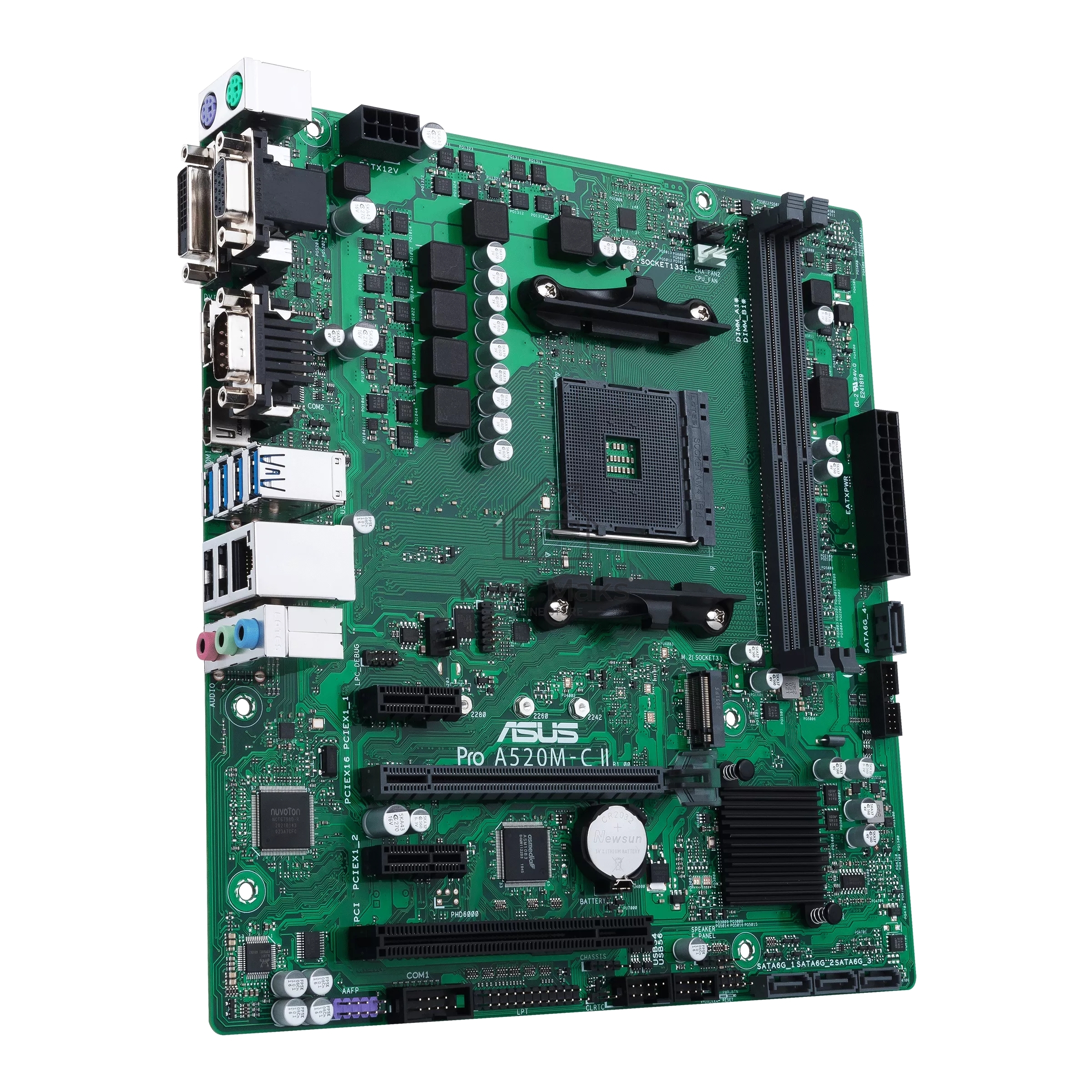 Материнская плата ASUS Pro A520M-C II/CSM, AM4, AMD A520, 2xDDR4, 4xSATA, 1xM.2, 1xPCI-E 3.0 x16, 2xPCI-E x1, 1xDVI-D, 1xDP, 1xHDMI, 1xVGA, 1x 1Gb LAN, 2xUSB-A 2.0, 4xUSB-A 3.2 Gen 1, 3x3.5 мм, Micro-ATX