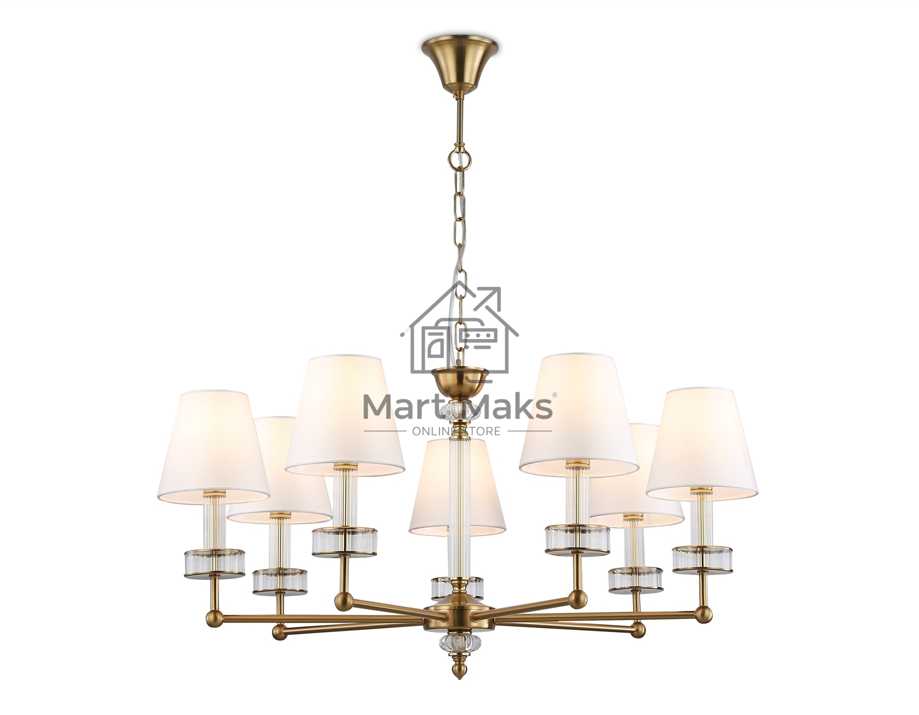 Люстра Ambrella light LH71023/7 BS/WH латунь/белый E14*7 max 40W D820*1130