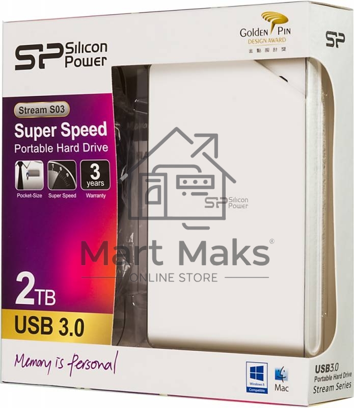 Внешний жесткий диск Silicon Power USB 3.0 2Tb S03 SP020TBPHDS03S3W Stream 2.5