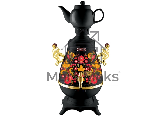 Самовар Centek CT-0092 B (черн+рисунок+золото), 4.0л, 2300Вт, поддерж.t + LED индикатор