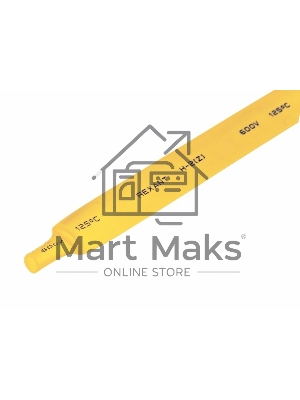 Термоусаживаемая трубка Rexant 12,0/6,0 мм, желтая, упаковка 50 шт. по 1 м