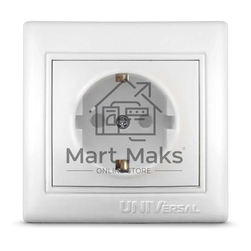 Розетка 1-м СП Севиль 16А IP32 с заземл. защ. шторки бел. UNIVersal С0049