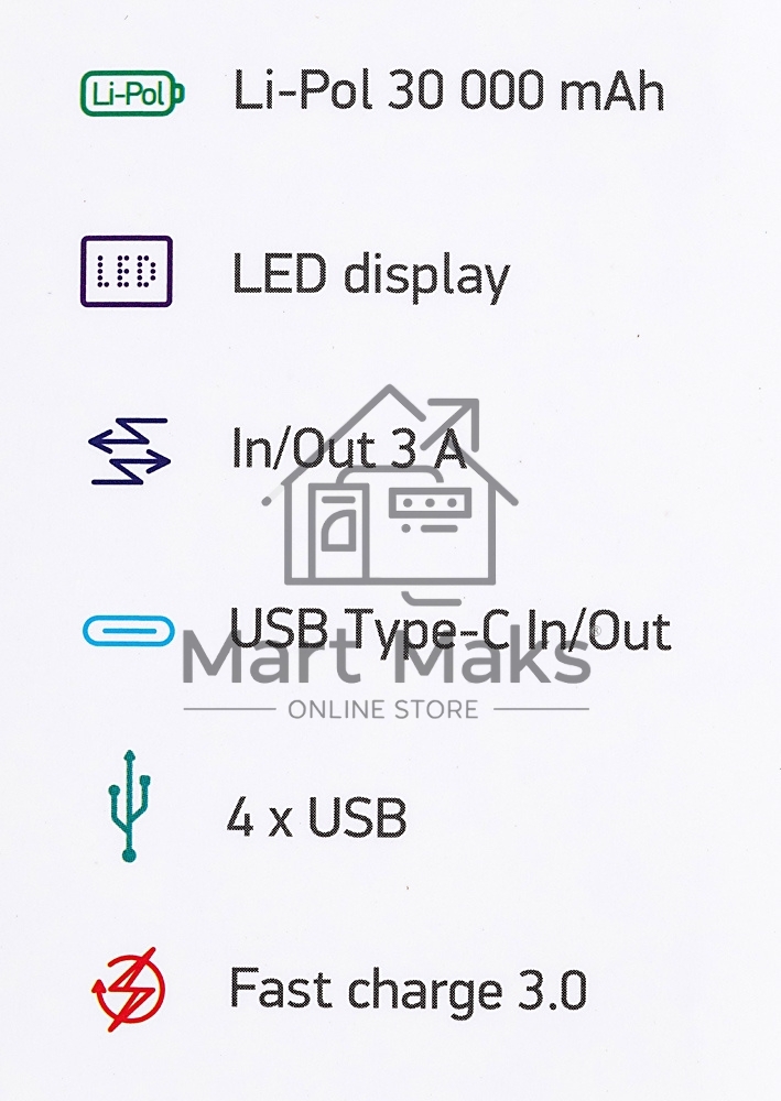 Портативный аккумулятор Digma DGP-30000-4U Li-Pol 30000mAh 3A черный 2xUSB