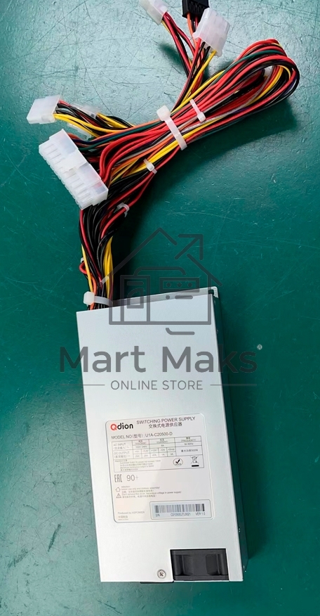Серверный блок питания серверный Server power supply Qdion Model U1A-C20500-D P/N:99SAC20500I1170110 1U Single Server Power 500W Efficiency 80 Plus Silver, Cable connector: C14