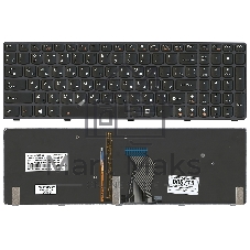 Клавиатура для ноутбука Lenovo IdeaPad Y580 черная с черной рамкой с подсветкой