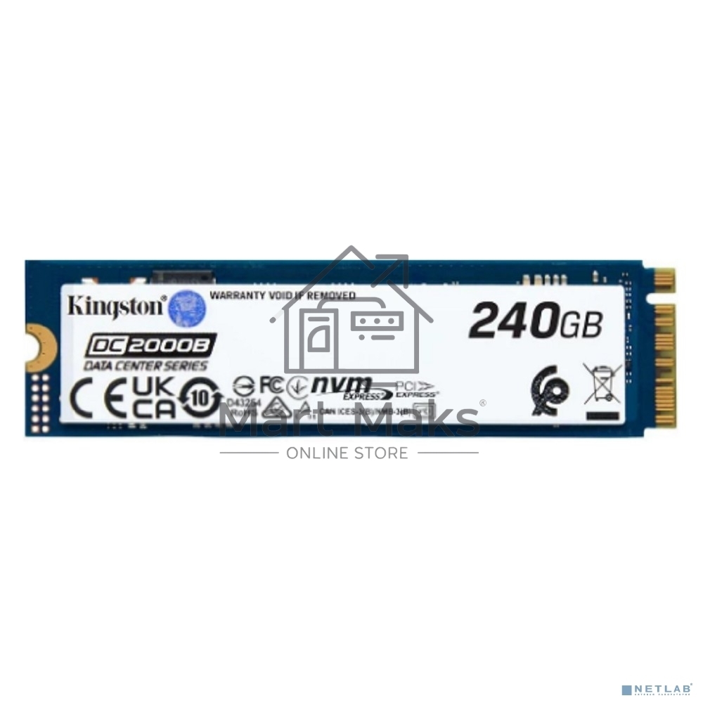Накопитель SSD Kingston DC2000B, 240GB, PCIe 4.0 x4, M.2 2280, R/W 4500/400