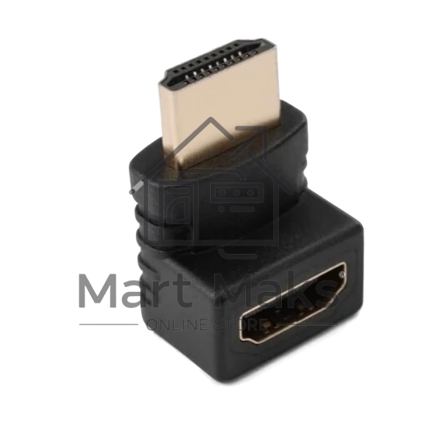 Переходник GoPower HDMI (m)-HDMI (f) угловой 4K 60Hz черный в пакете (1/500)