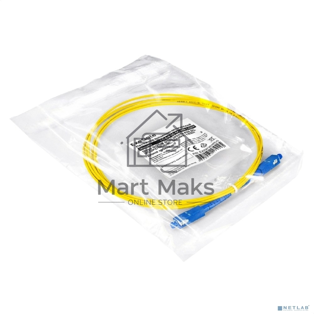 Патч-корд волоконно-оптический ExeGate FC-S-9-SC-SC-3M-LSZH (Шнур ВО SM 9/125 (OS2/G.652.D), SC/UPC-SC/UPC, Simplex, LSZH, 3 м)