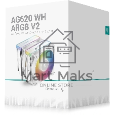 Кулер для процессора DEEPCOOL AG620 WH ARGb V2 LGA20XX/1700/1200/115X/AM5/AM4 (9шт/кор, TDP 260W, PWM, ARGb DUAL Fan 120мм, 6 тепл. трубок, белый) RET