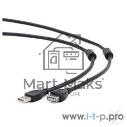 Кабель Gembird/Cablexpert CCF2-USB2-AMAF-10 USB 2.0 Pro AM/AF, 3м, экран, 2феррит.кольца, черный, пакет