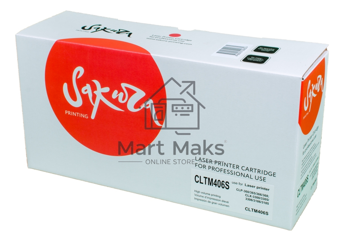 Картридж лазерный Sakura CLTM406S для Samsung CLP-360/365/365w, CLX-3300/3305/3305w/3305Fw/3305FN, Xpress C410/460, пурпурный, 1000 к.