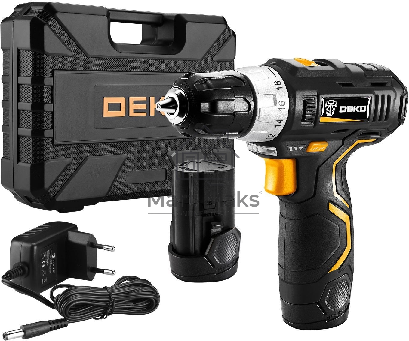 Дрель-шуруповерт Deko GCD12DU3 SET 3, 12 В, 1.5 Ач, аккумуляторная