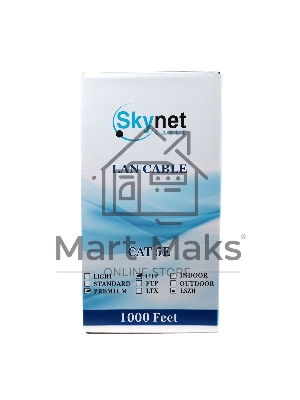 Кабель SkyNet Light FTPнг-LSZH 4x2x0,46, низкое дымовыделение, нулевое содержание галогенов, медный, FLUKE TEST, кат.5e, однож., 305 м, box, оранжевый