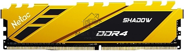 Оперативная память NETAC Shadow, DDR4, 8Gb (1x8GB), 3200MHz, CL16, DIMM, с радиаторами, желтый