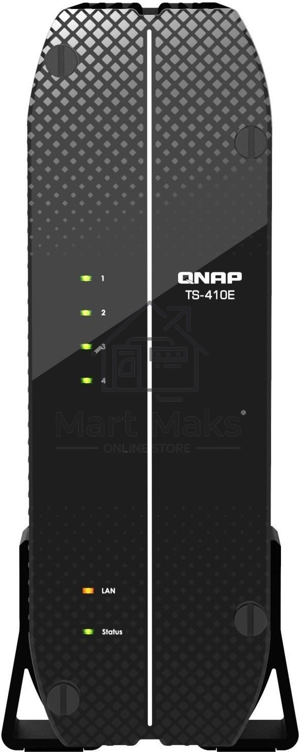 Сетевое хранилище SMB QNAP TS-410E-8G NAS fanless 4 2.5 SSD trays. Intel Celeron J6412 4-core 2.0-2.6 GHz, 8 GB RAM (max), 2x2.5 GbE, 4xUSB 3.2 Gen 2 (10Gbps),1xHDMI