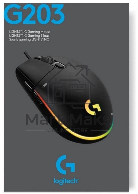 Мышь проводная Logitech G102 LIGHTSYNC черный, 8000 dpi, USB, кнопки - 6