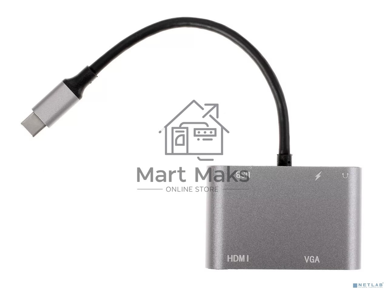 Адаптер USB Type-Cm-->VGA, HDMI 4k*30Hz, USB3.0, PD, Audio,iOpen (Aopen/Qust/VCOM)<ACU4511>