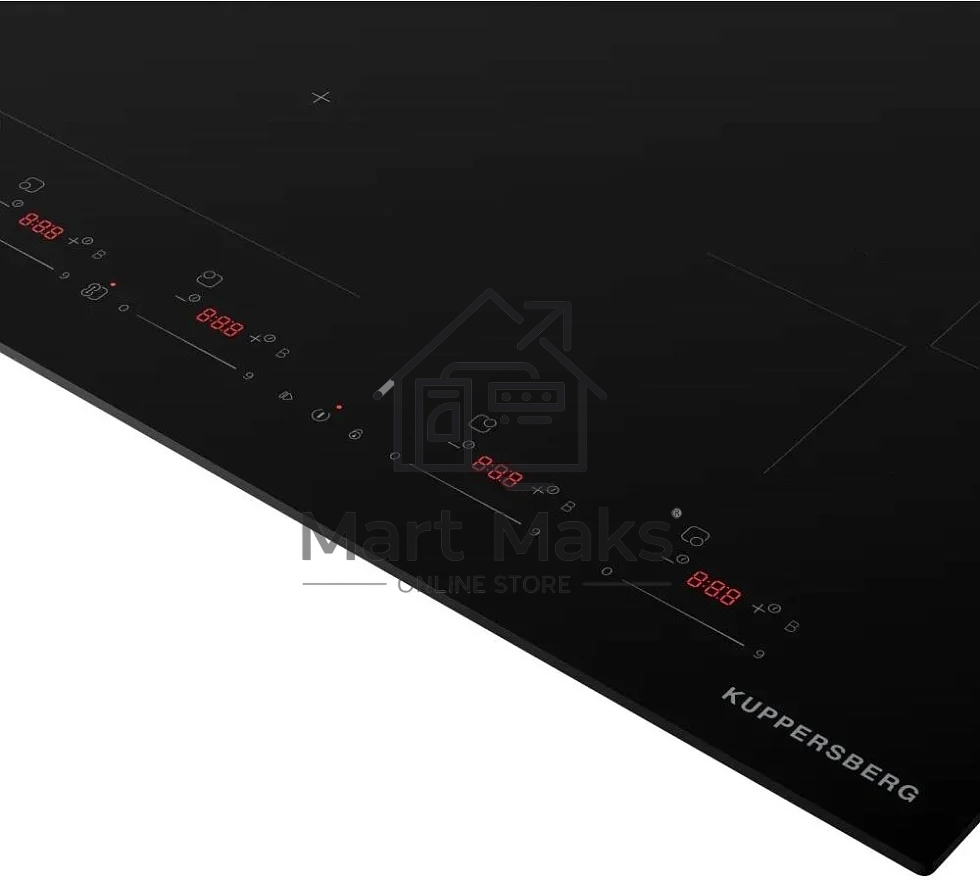 Варочная поверхность Kuppersberg ICI 616 60 см, индукция, High-Tech, inverter, прямой край, 9 уровней мощности, бустер, Stop and Go, Bridge zone, автоматическое отключение, таймер, индикатор остаточного тепла, сенсорное/слайдерное управление, черный