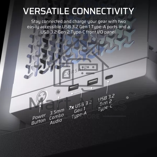 Компьютерный корпус без блока питания Corsair Frame 4000D RS ARGB, Midi-Tower, TG, 3x120mm ARGB, 2xUSB-A 3.2, 1xUSB 3.2 Type-C, E-ATX, ATX, mATX, mITX White