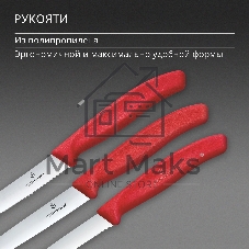 Набор ножей кухонных Victorinox Swiss Classic 6.7111.34C1 для овощей компл.:3предм. красный европодвес