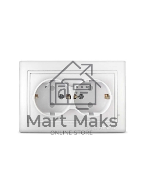 Розетка 2-м СП Севиль защ. шторки с заземл. бел. UNIVersal С0050